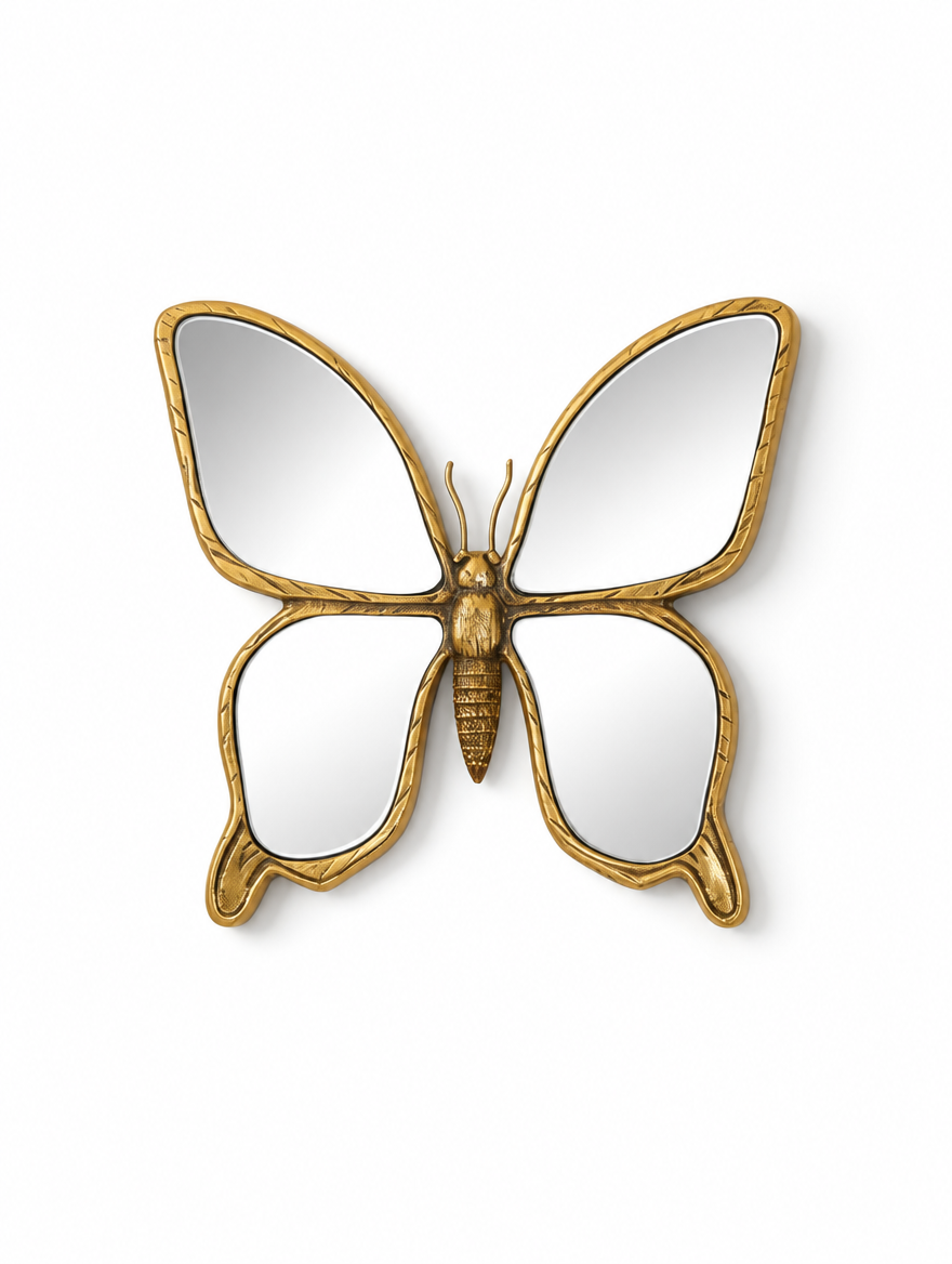 Butterfly Wall Mirror with Gold Resin Frame