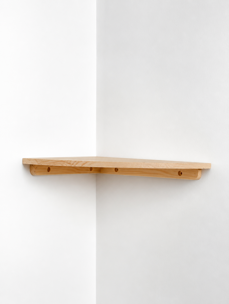 Pine Wood Corner Floating Shelf