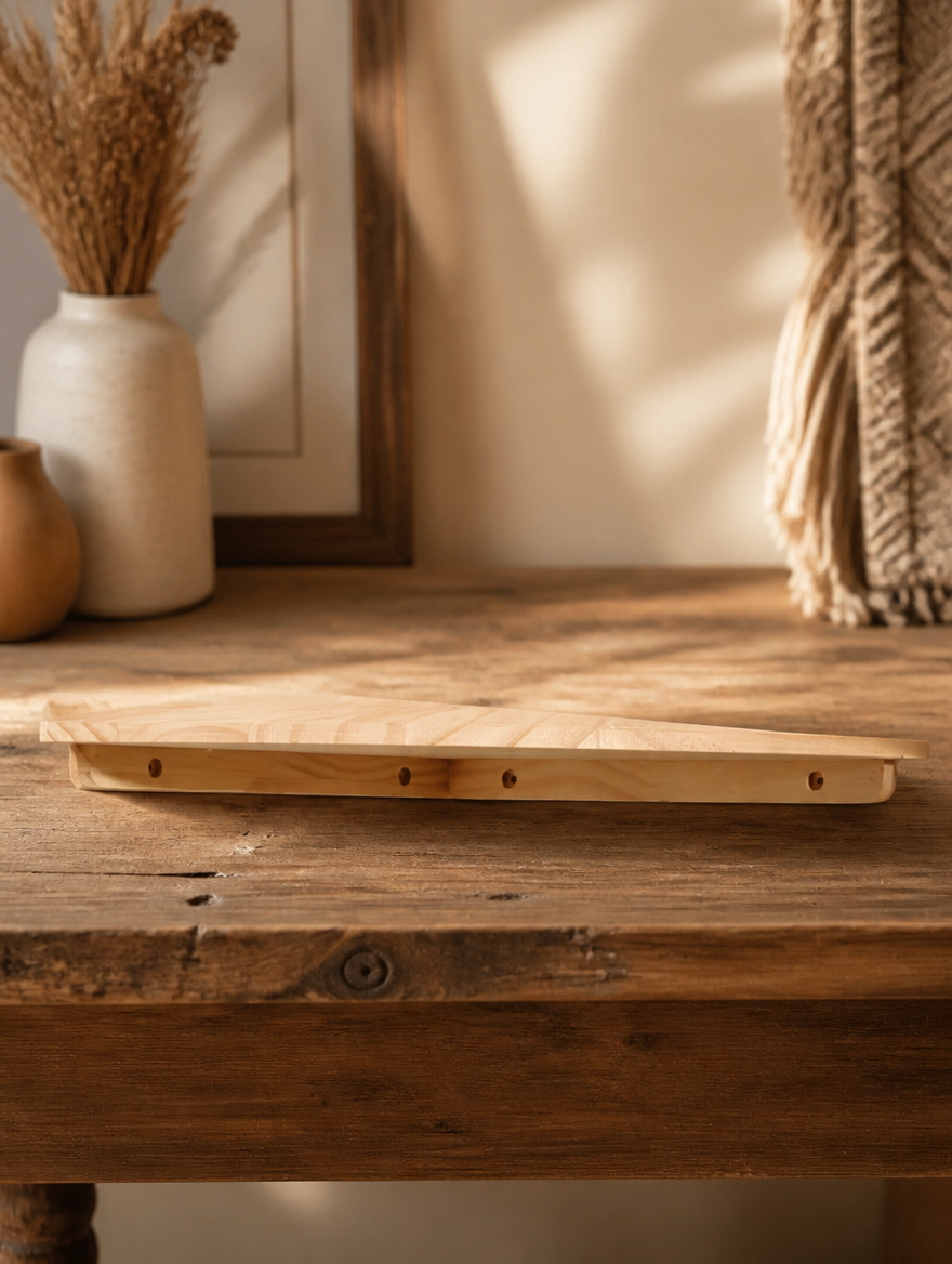 Pine Wood Corner Floating Shelf