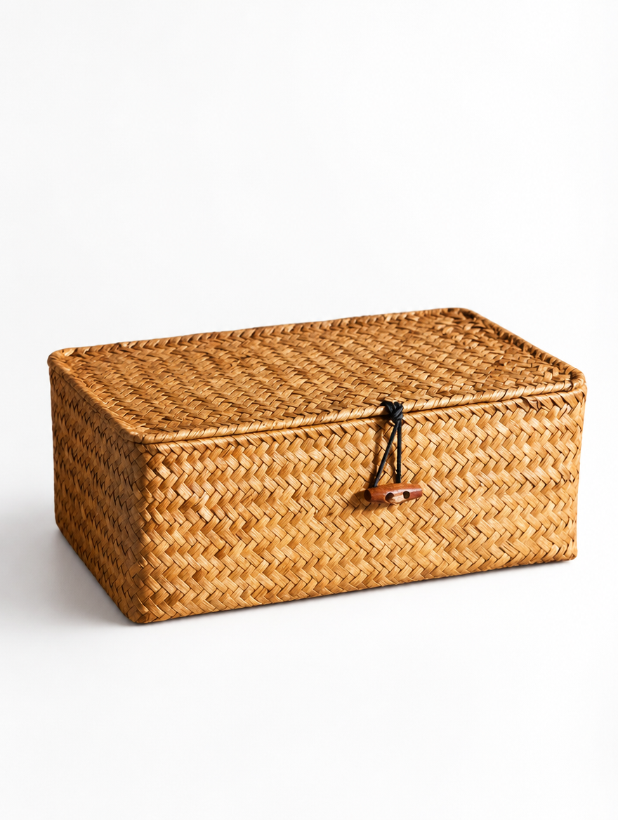 4-Compartment Woven Willow Storage Basket