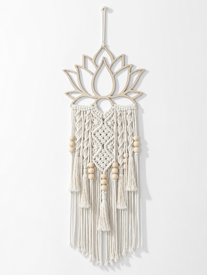 Lotus Macrame Dream Catcher Wall Hanging