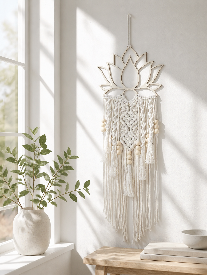 Lotus Macrame Dream Catcher Wall Hanging