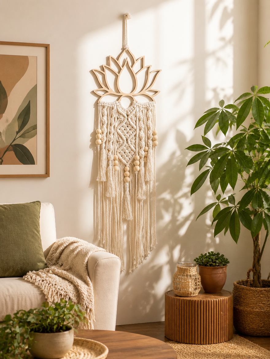 Lotus Macrame Dream Catcher Wall Hanging