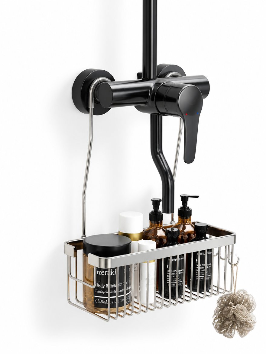 No-Drill Bathroom Shower Rack
