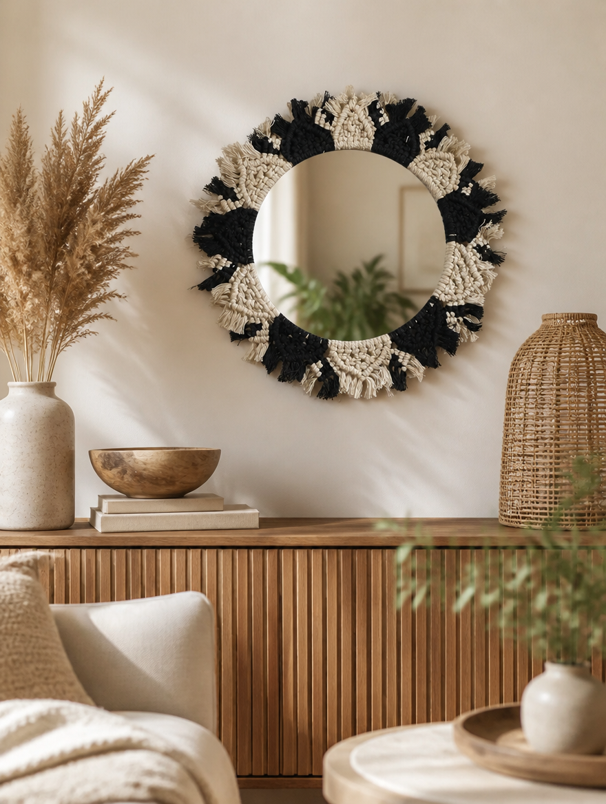 Boho Macrame Wall Mirror
