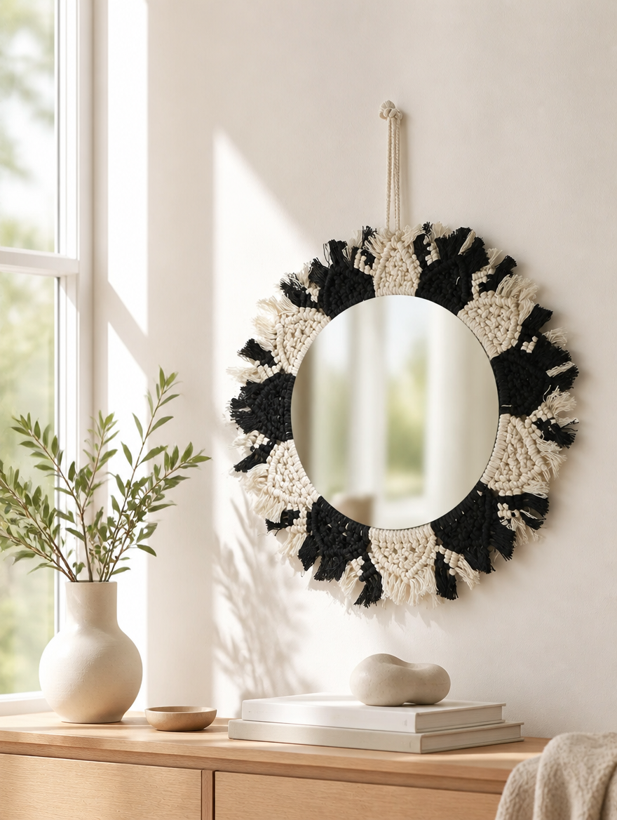 Boho Macrame Wall Mirror