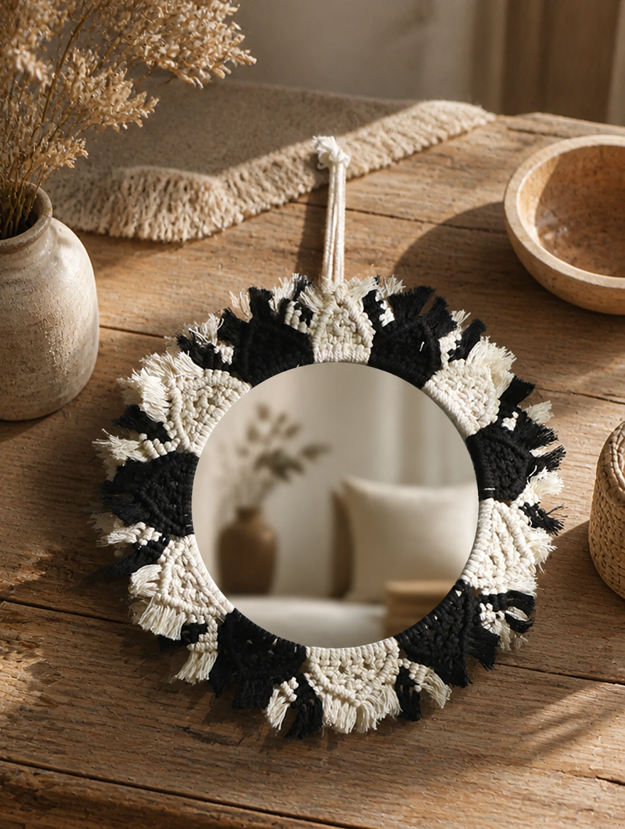 Boho Macrame Wall Mirror