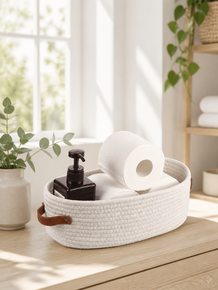 Oval Woven Bathroom Storage Basket