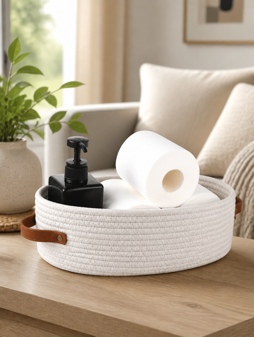 Oval Woven Bathroom Storage Basket